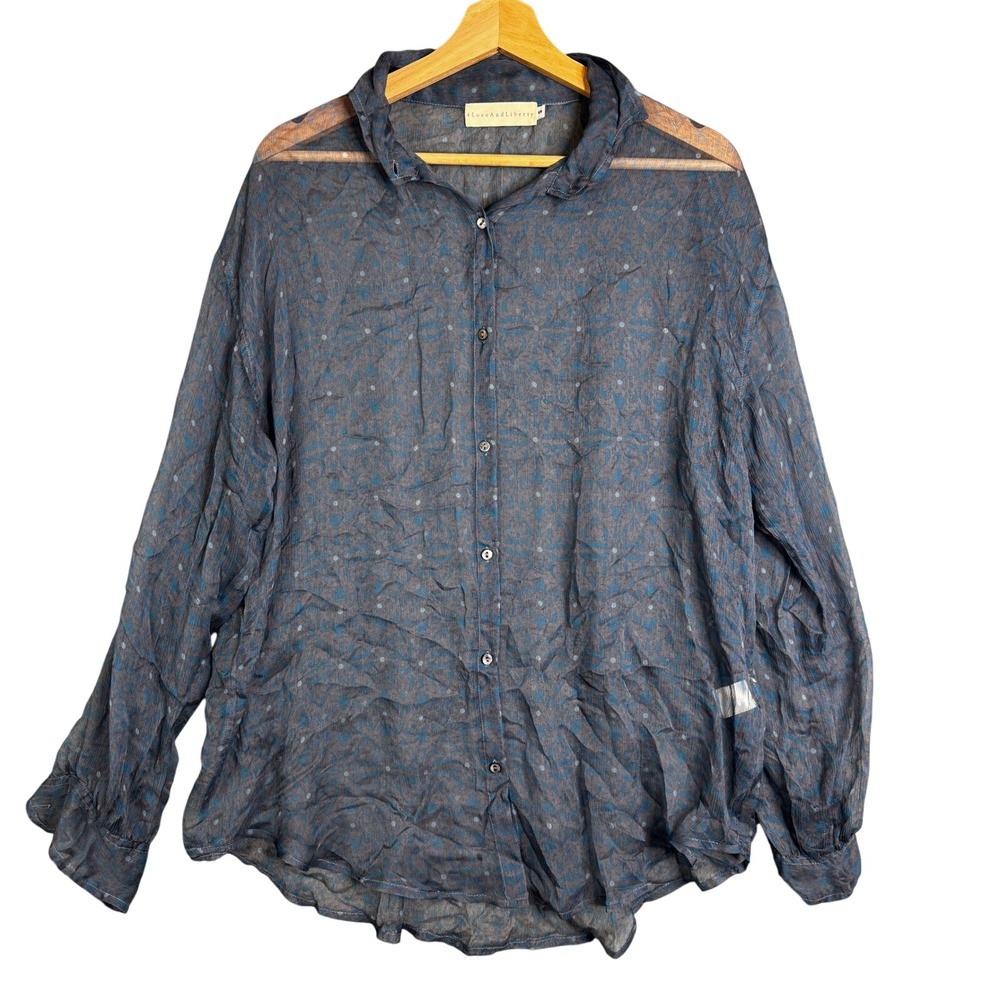 4 Love And Liberty Johnny Was Silk Sheer Long Sleeve Shirt Blouse Top Size S
